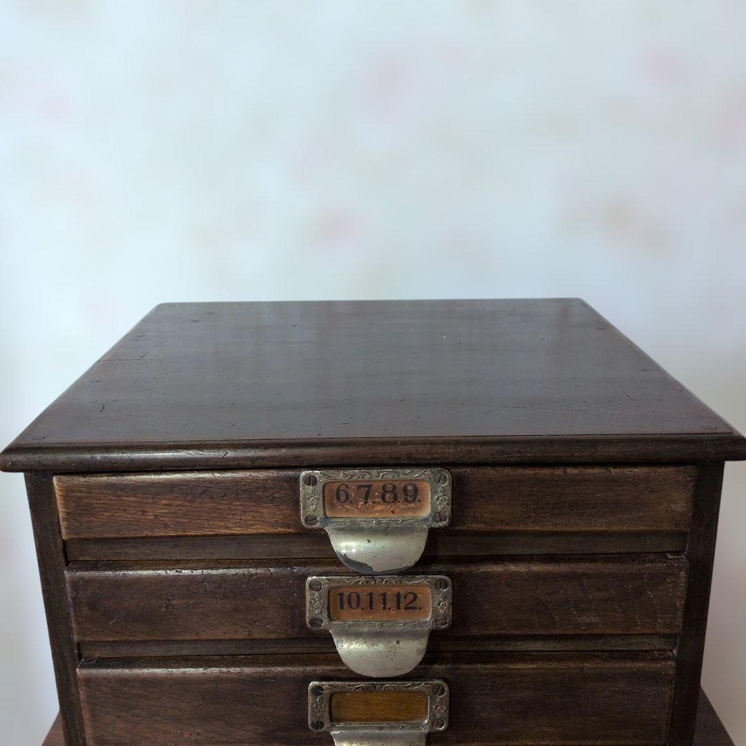 ブロカント古道具木製引き出し式収納 5段