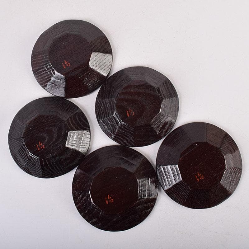 漆芸家　村瀬治兵衛作　沢栗　茶托　五客　V　R8869