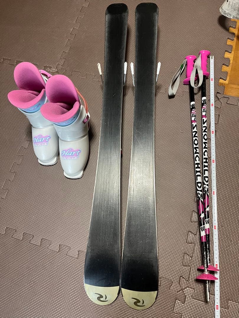 ロシニョール　キッズスキー板　ビンディング　ストック　靴2サイズ　計5点