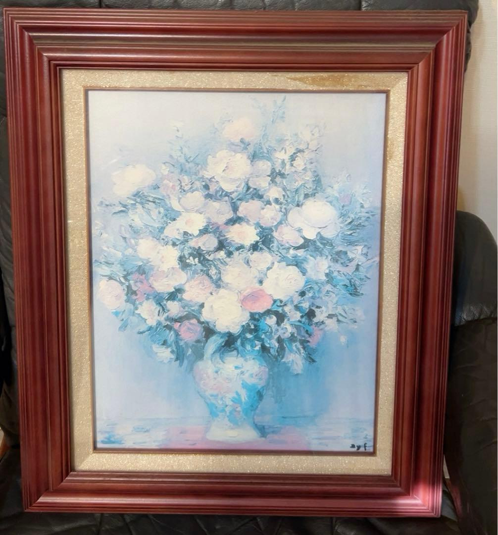 花の絵画 木製フレーム付き