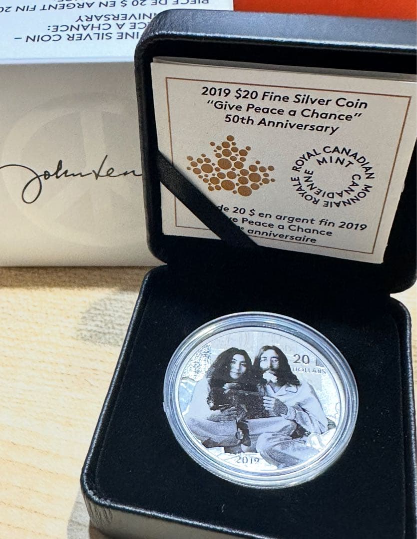 新品未使用銀貨★ジョンレノン＆ヨーコ超レア記念カナダ20ドル(2019年)