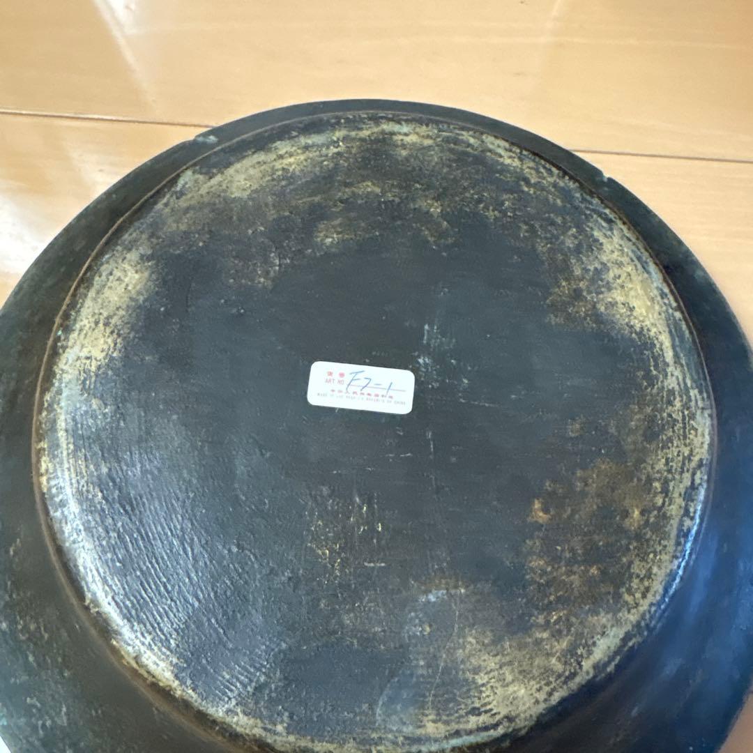 噴水魚洗盆　金属製 魚模様の水入れ器 直径約30cm