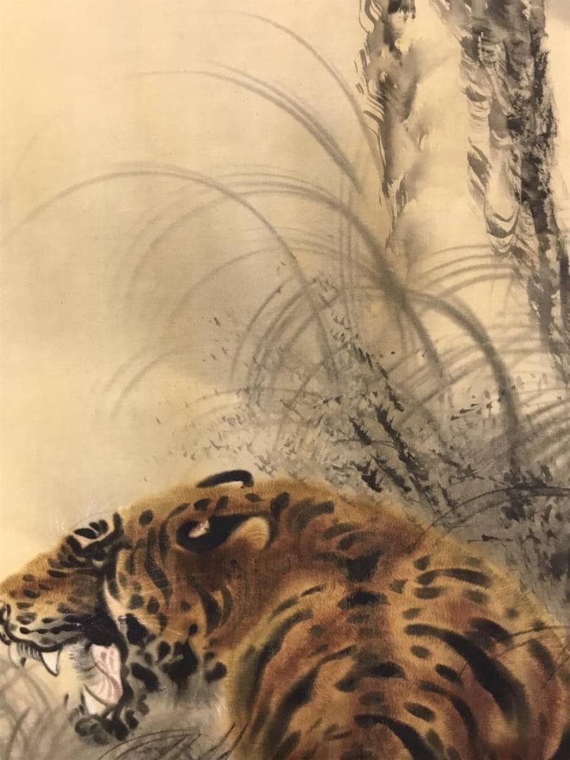 【真作】加藤頼石/猛虎図/虎図/トラ図/掛軸/名家伝来/AD-388