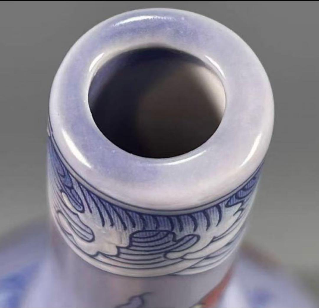 中国古美術・旧蔵粉彩　紫釉浮彫 開運龍紋瓶・置物・極細工・純手描き・旧家珍蔵