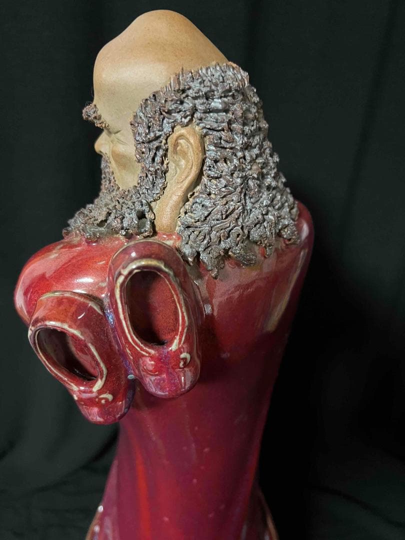 清时代 鈞窯　紫紅釉鈞窯達摩　窯変釉　辰砂　唐物　古賞物(B-101)