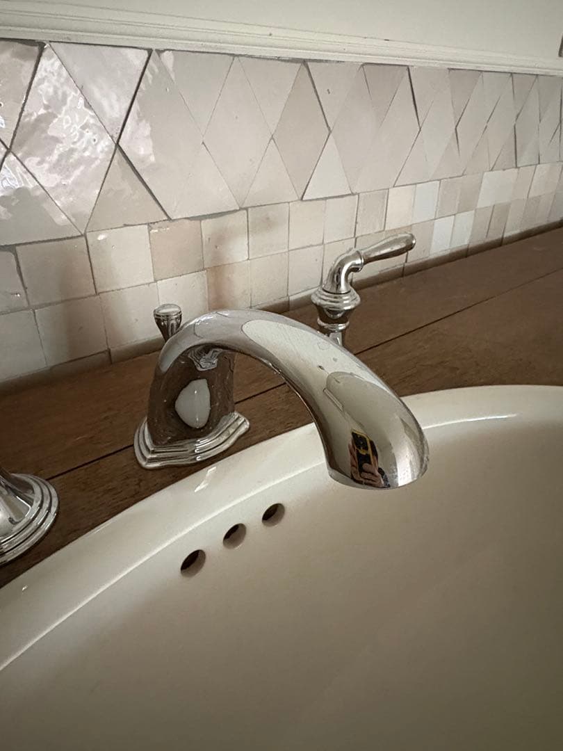 フレンチシャビーアンティーク 木製洗面台 陶器製洗面ボウル付き