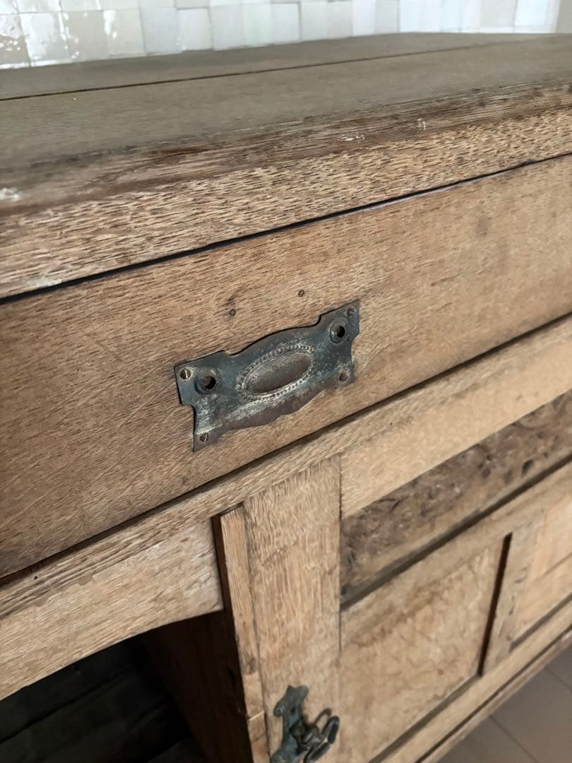 フレンチシャビーアンティーク 木製洗面台 陶器製洗面ボウル付き