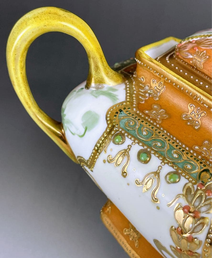 【希少】オールドノリタケ 約２４cm ポピー紋ジュエル付 ビスケットジャー