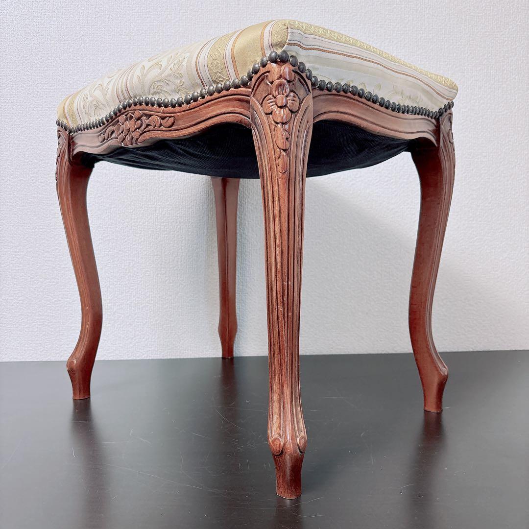 アンティーク調 猫脚スツール 彫刻 椅子 ロココ調 ローラアシュレイ風 姫家具