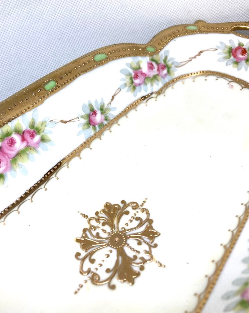 オールドノリタケ　両手付き金彩長皿