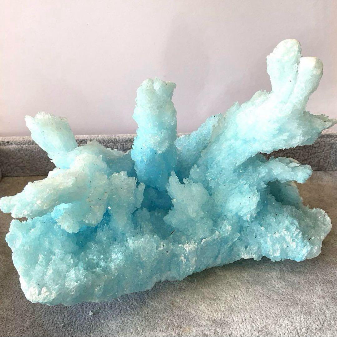 T991-2 アクアマリン水晶結晶　原石ジオードクラスター　天然石