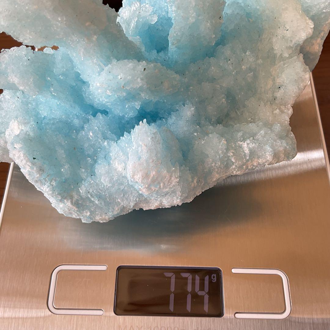 T991-2 アクアマリン水晶結晶　原石ジオードクラスター　天然石