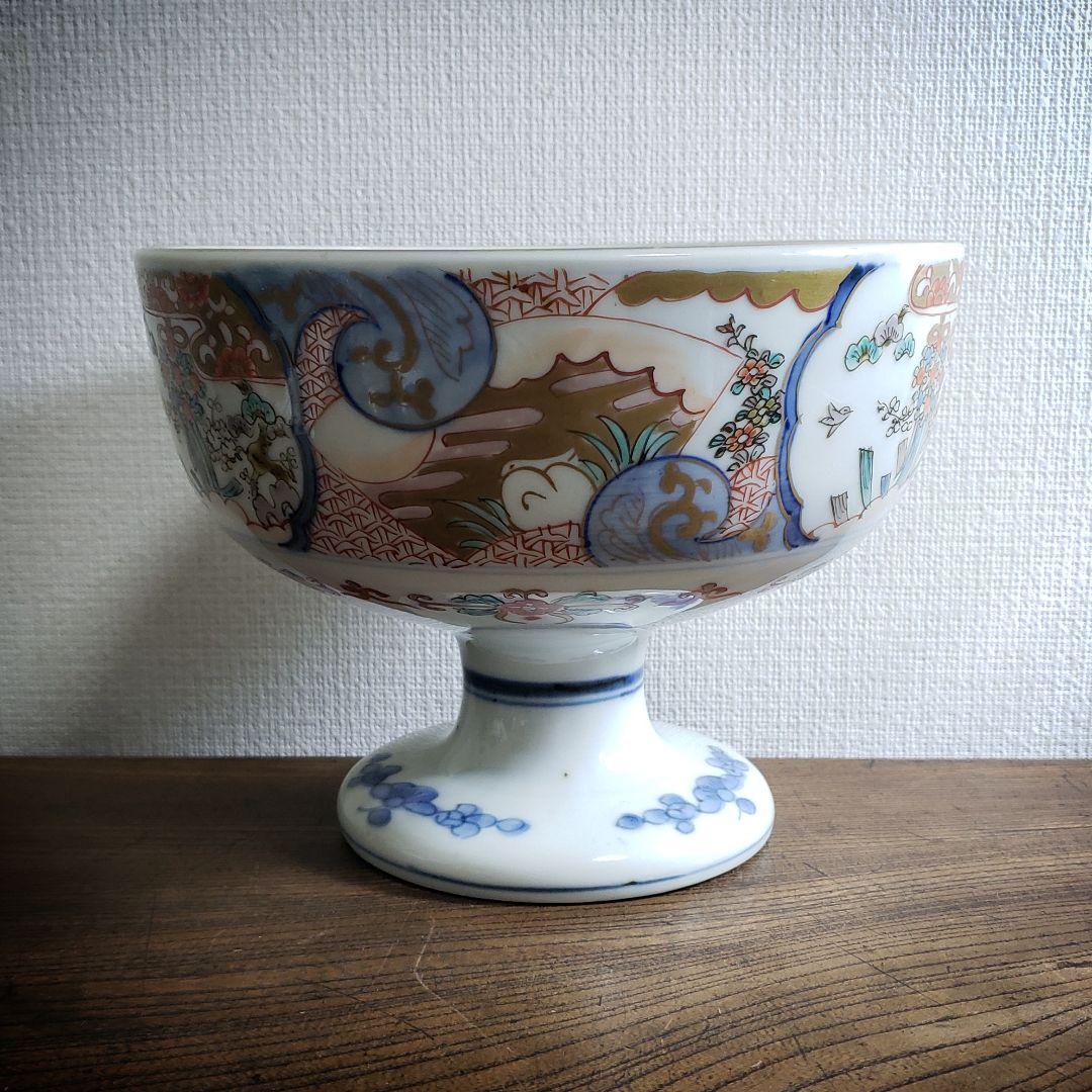 古伊万里　色絵　鳥　極楽浄土　盃洗　明治　訳あり　ニュウ