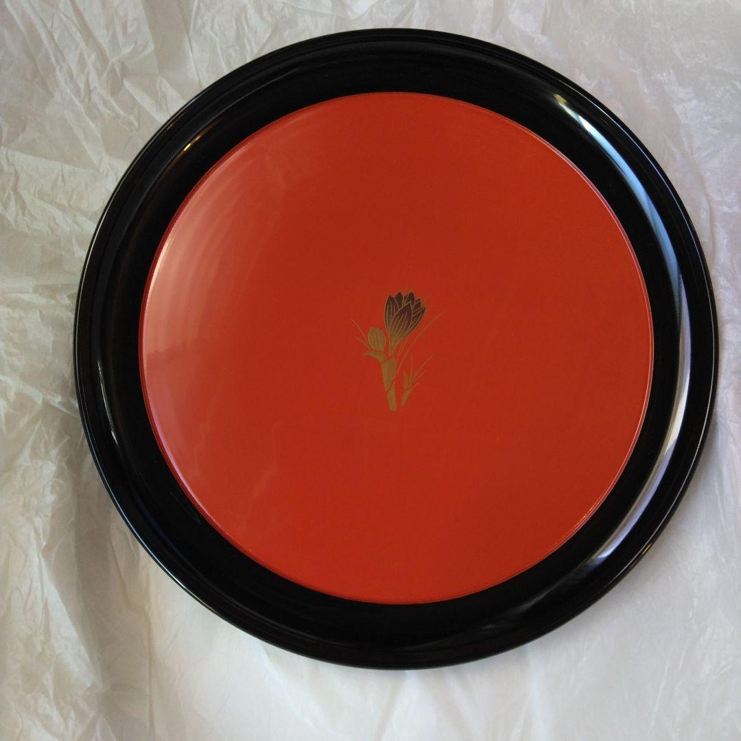 山中塗　要明研二　80 丸会席　サフラン　盆