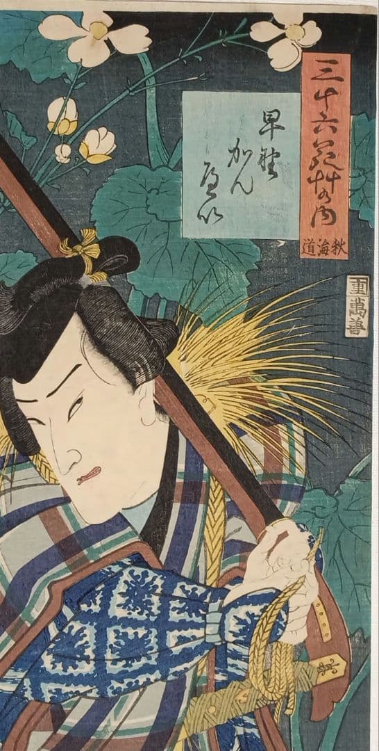 浮世絵版画、三十六花艸の内（秋海道) 豊原国周画、慶応2年（1866)出版