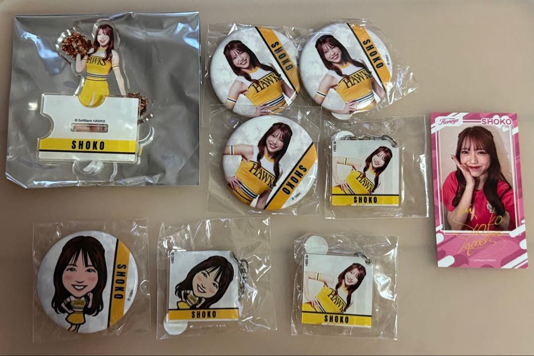 若鷹ガチャハニーズSHOKO缶バッジアクキーアクスタ自撮りチェキ風ステッカセット