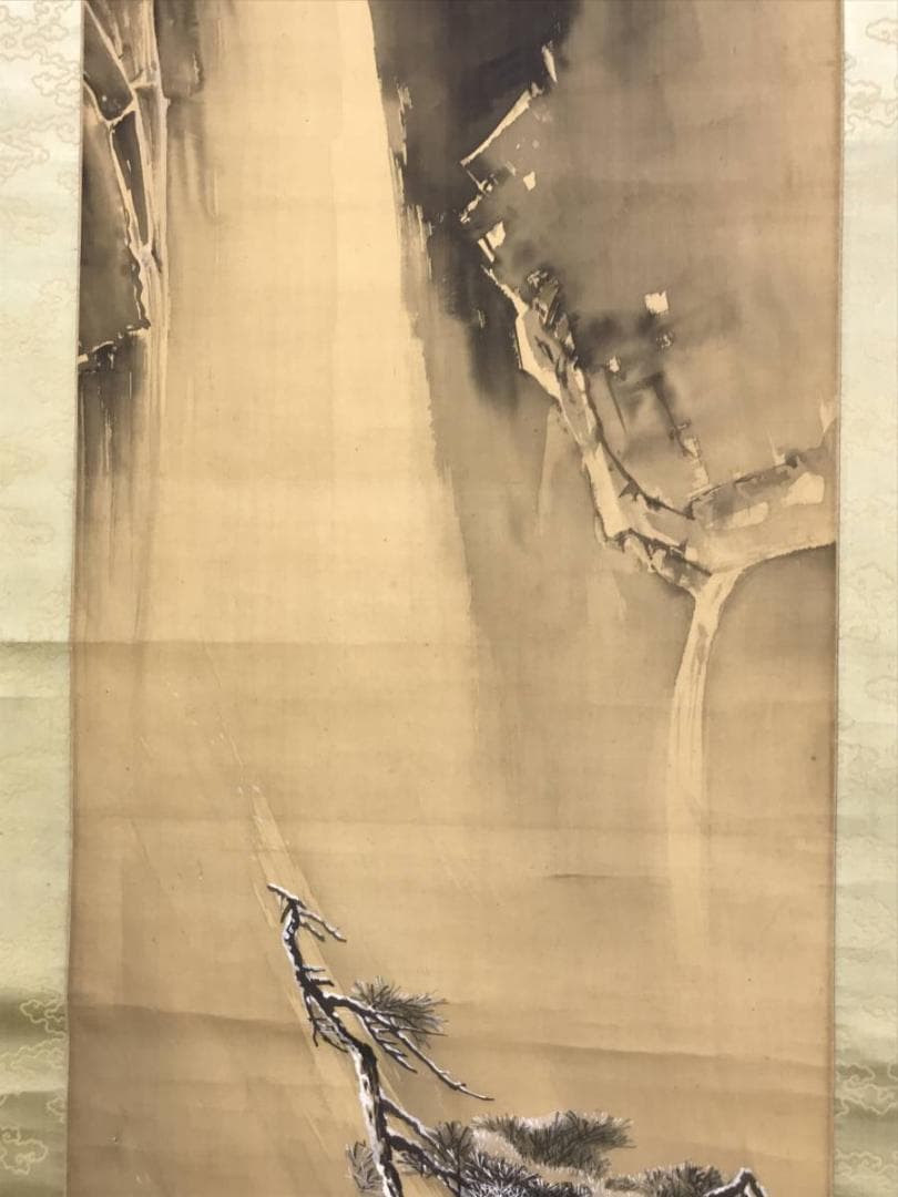 作者不詳/楽哉/寒滝風雪図/山水図/掛軸/名家伝来/AD-191