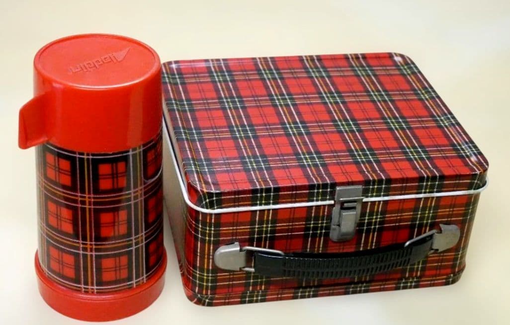 昭和レトロ　Aladdin アラジン　チェック柄　ランチボックス　水筒　セット