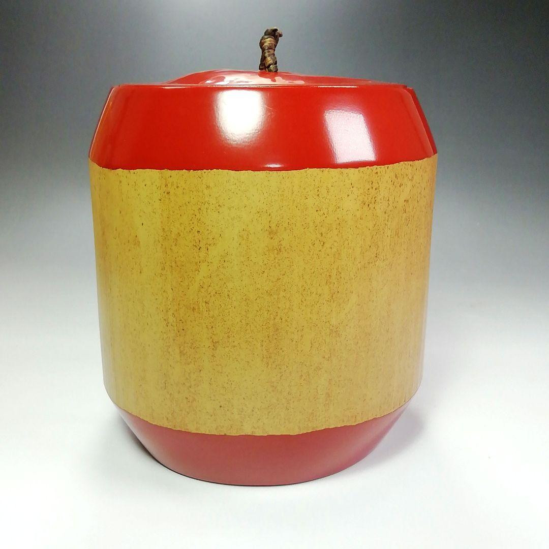 Ｓ４１０　水指　『太鼓胴　朱竹水指』『塗師　助田宗明作』　共箱　茶道具