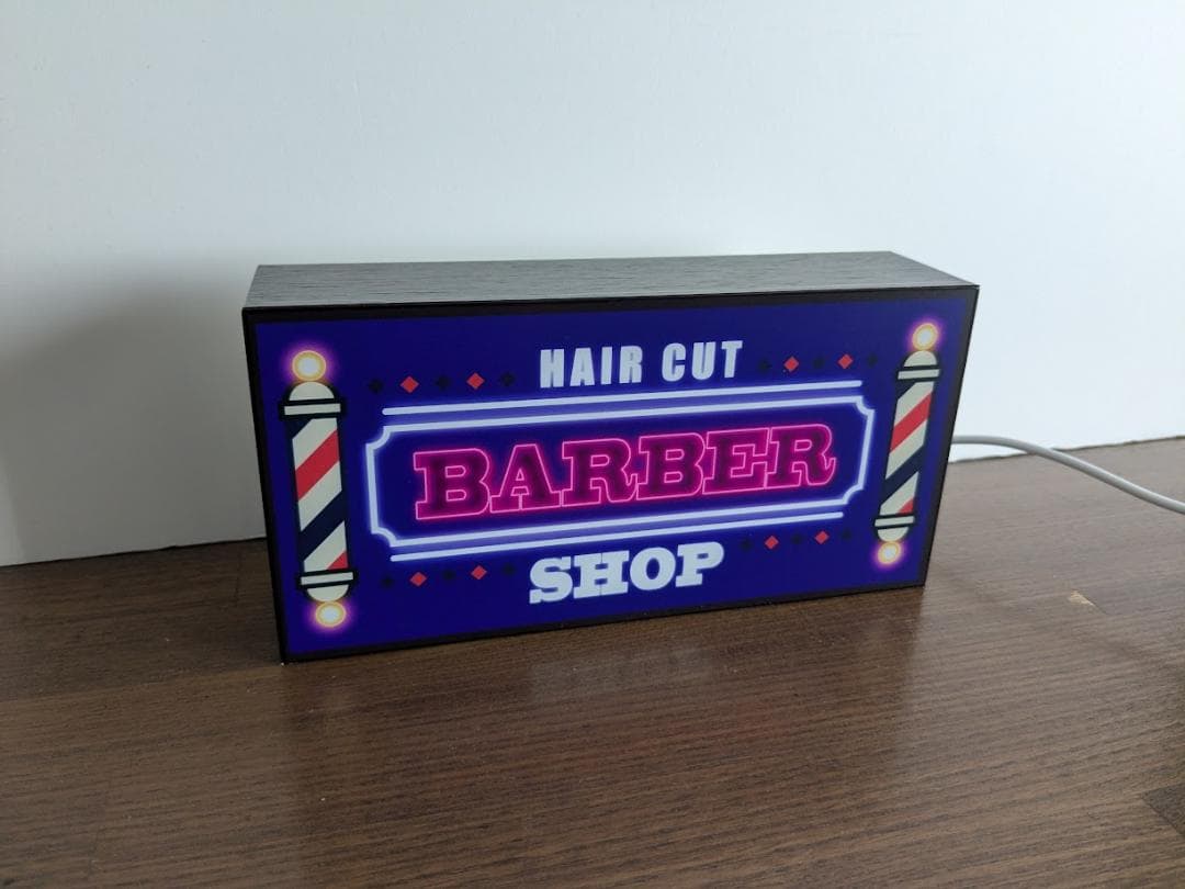 【Lサイズ】バーバー ヘアーサロン 散髪 床屋 看板 置物 雑貨 ライトBOX