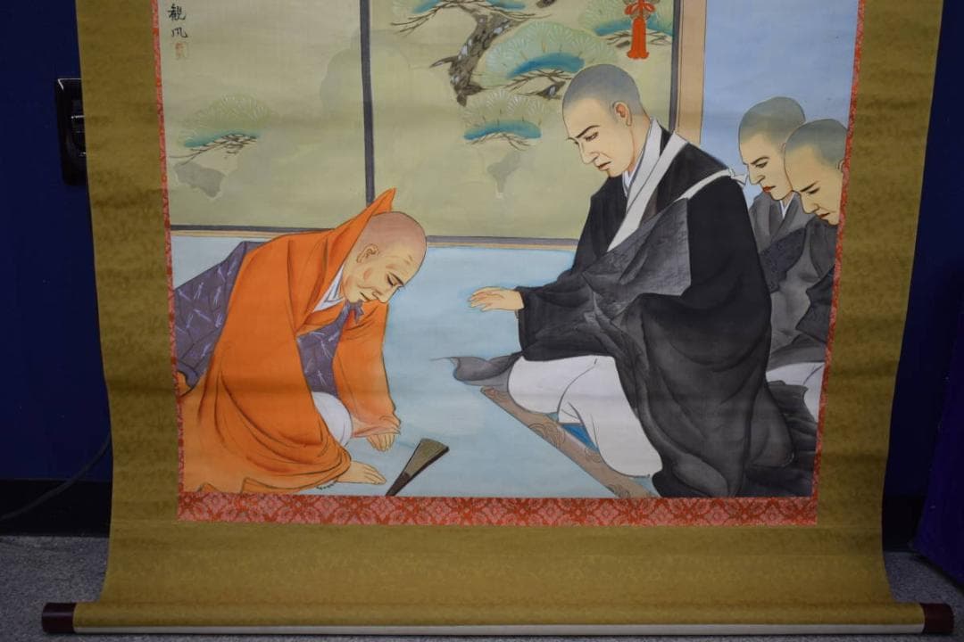 真作/観風/親鸞聖人/荒れ地の山/人物/山水/大幅/布袋屋掛軸HK-66