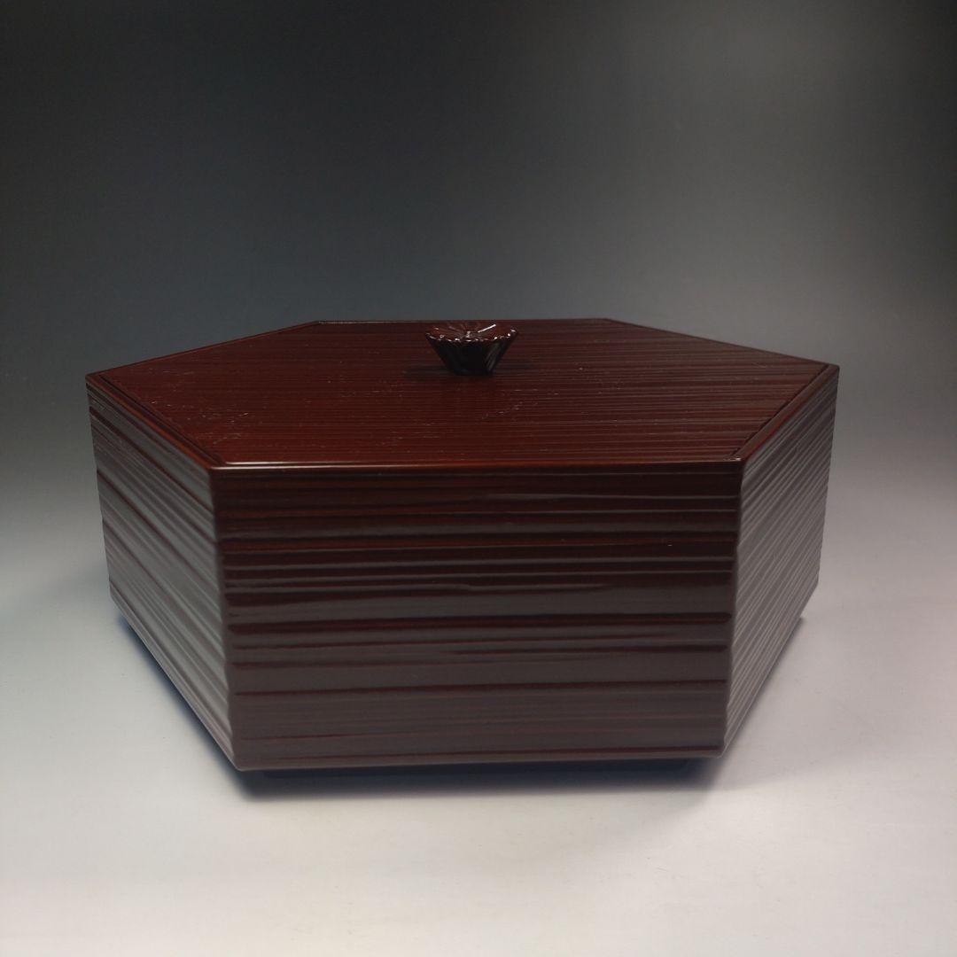 イ219 食籠『平安　上杉満樹造』『留塗片木目　食籠篭　共箱』漆塗　茶道具