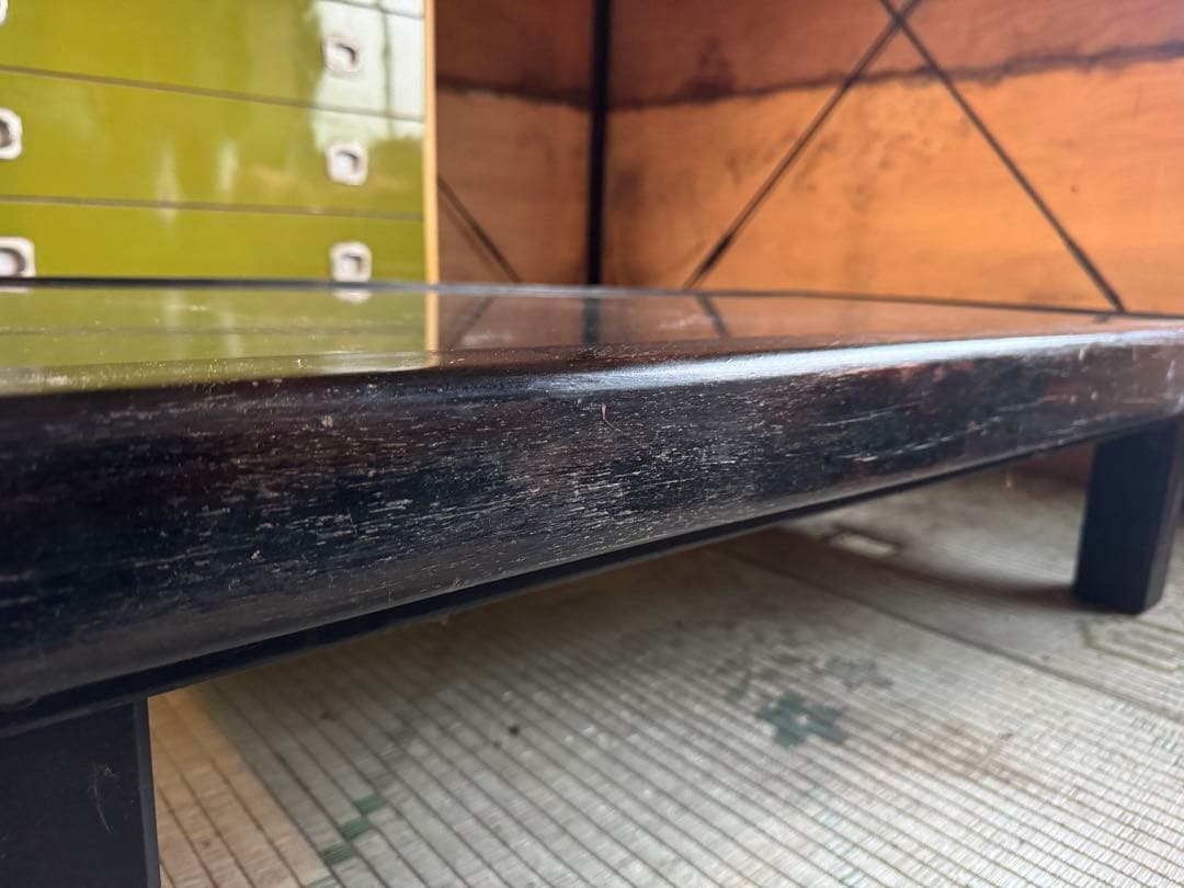 木彫 彫刻 ヴィンテージ ローテーブル 黒檀 センター リビング テーブル 座卓