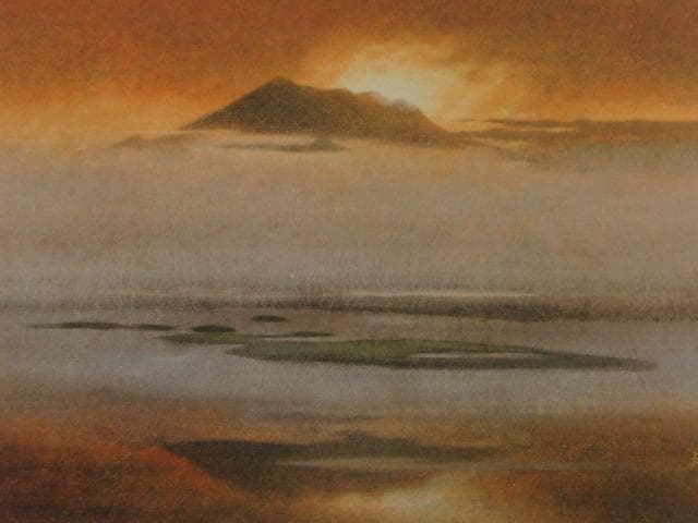 竹内邦夫、【尾瀬明ける】、希少な額装用画集より、新品額装付