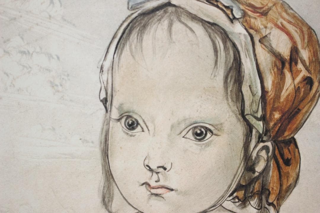 藤田嗣治 エスタンプリトグラフ「少女」 74/250