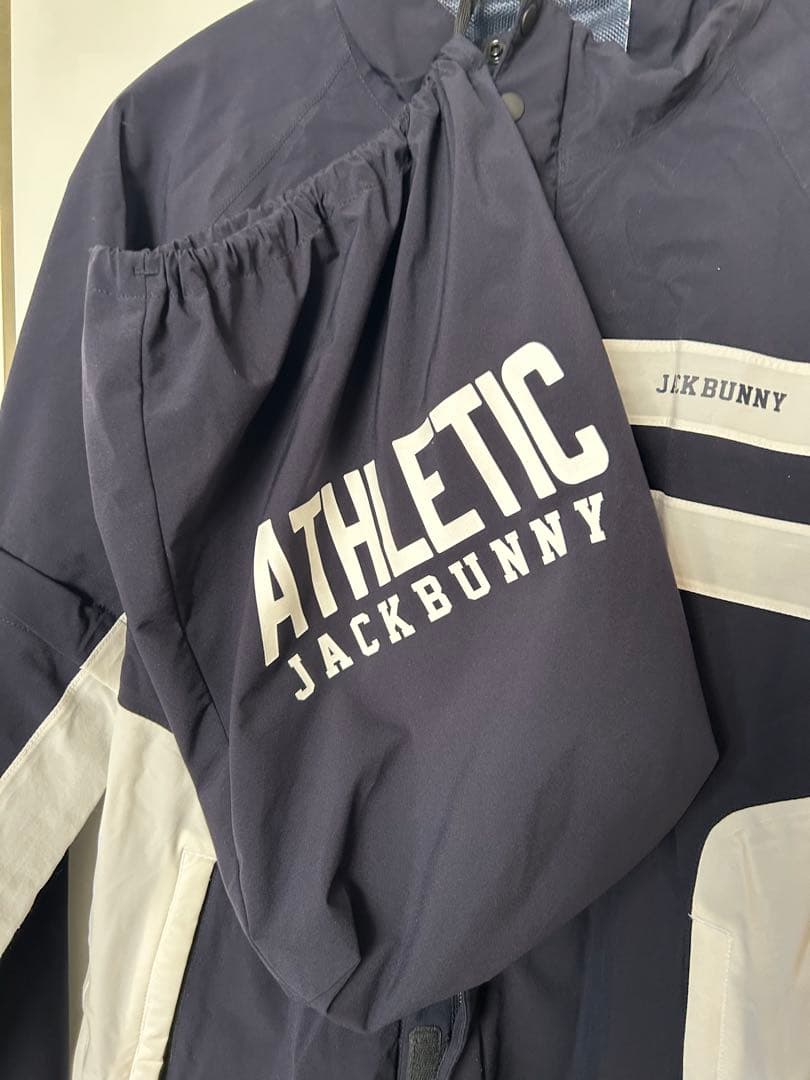 ジャックバニー 2way レインウエア上下セット ネイビー ホワイト4(M)中古