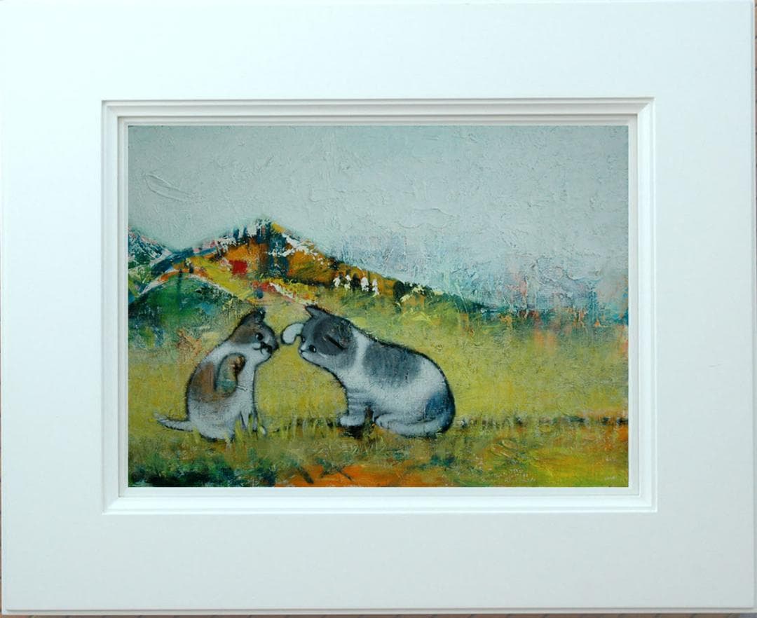 油絵 菅家令子 絵 絵画 インテリア uF6-050520 可愛い子猫たち