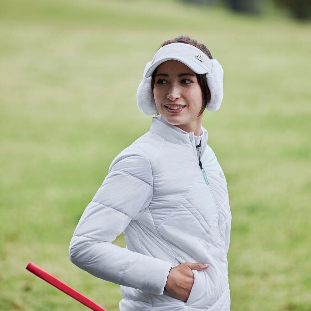 【M】秋冬 アディダス ゴルフ キルティング 中綿セットアップ 白