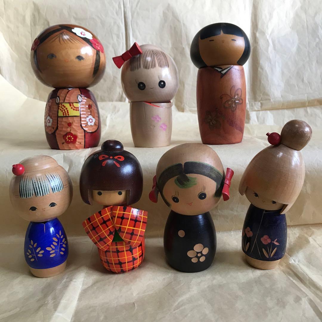 [タイムセール]こけしセット民芸品　置物　日本　人形伝統工芸品インテリア こけし