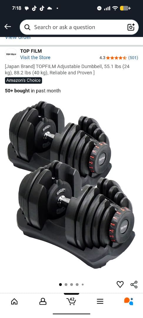 TOPFILM 可変式ダンベル88.2 lbs (40 kg)