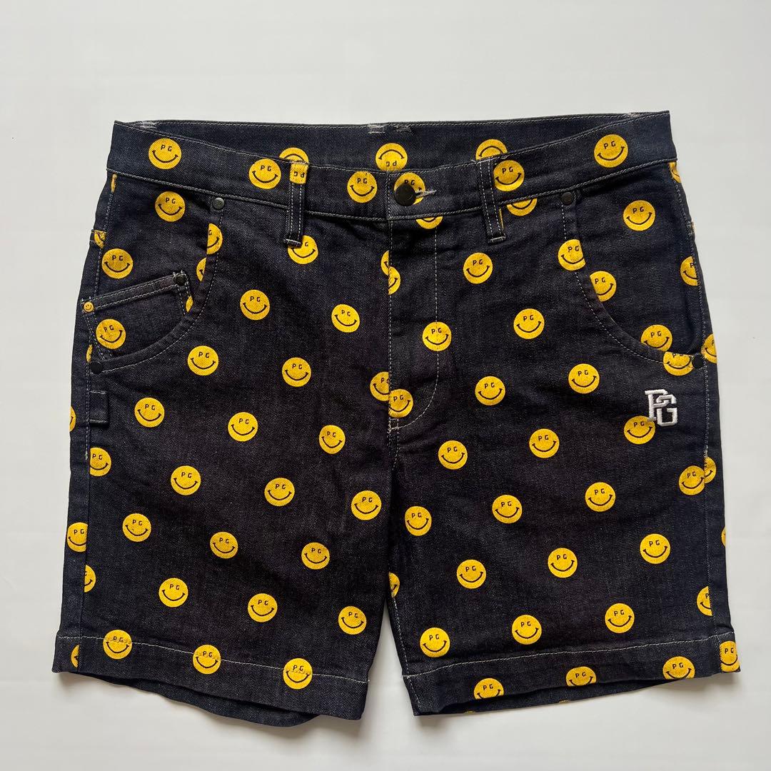 Pearly gates パーリーゲイツ　デニム　ハーフパンツ　スマイル　L