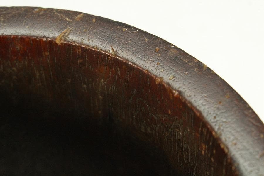 中国美術 木彫 刻文字 筆筒 文房具(K-A829)