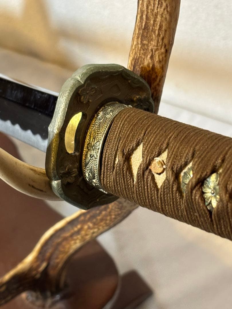 軍刀革鞘付き竹刀日本刀模造刀日本軍指揮官刀全長106cm