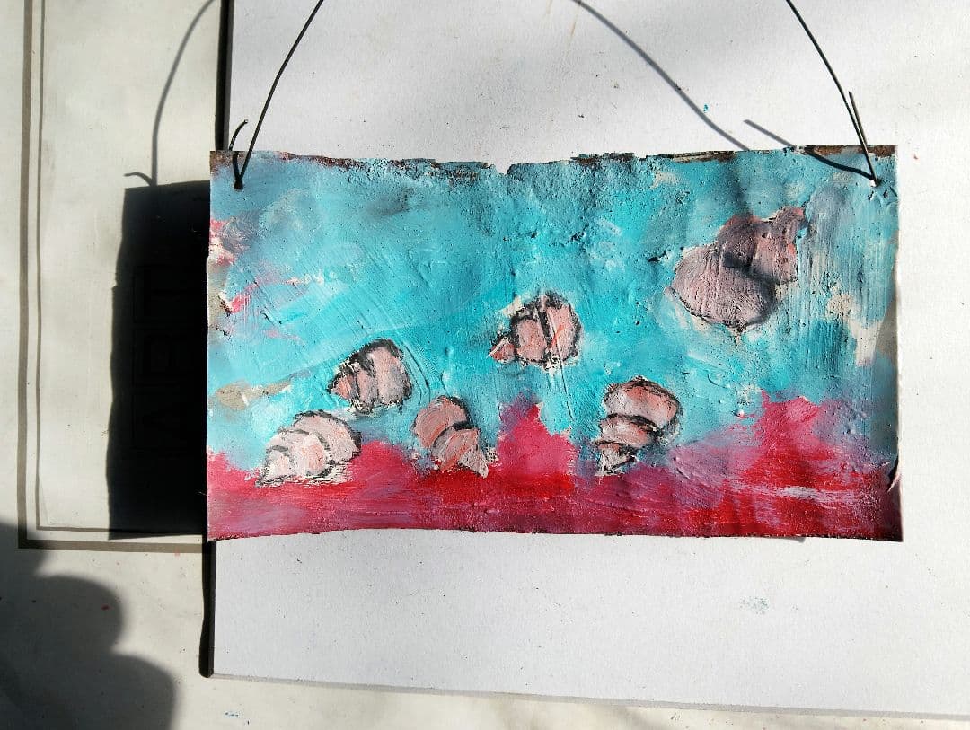 抽象油彩画ロシアの空