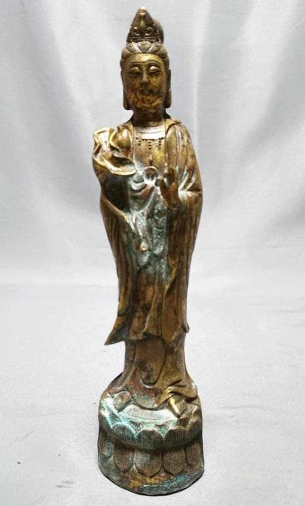 コレクター収集品　タイ王国　銅像　観世音菩薩立像