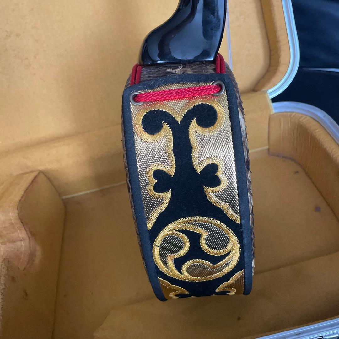 三味線　黒塗与那城？真壁型？ベルト付き　ユナー　スンチー沖縄 弦楽器 琉球