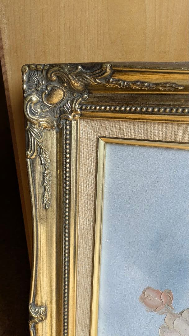 T. Hansen 油彩画 バラの絵