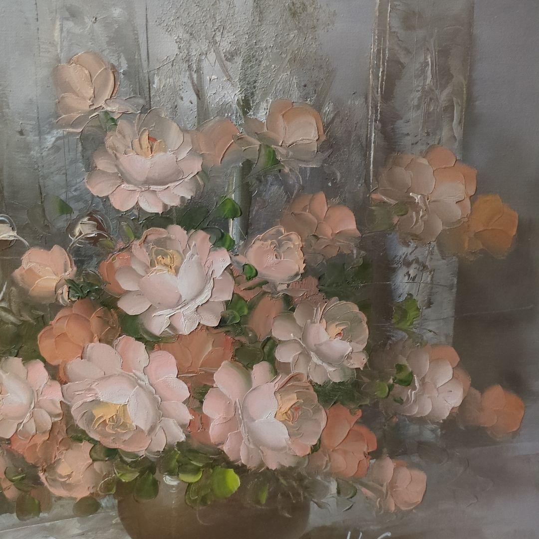 T. Hansen 油彩画 バラの絵