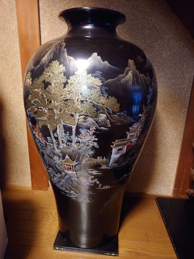 風景画の陶器花瓶 大きめ