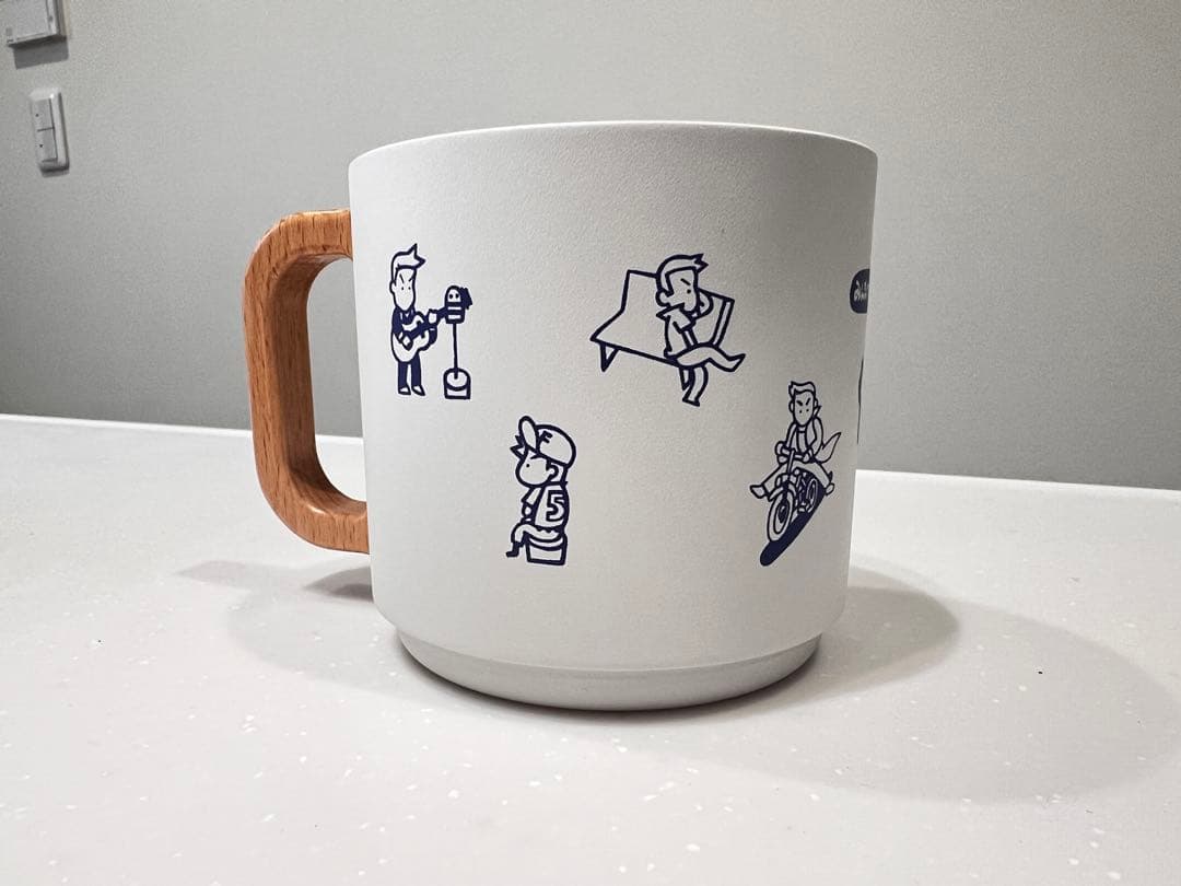 の*ぴ様 小田和正「みんなで自己ベスト！！」イラスト入り木製ハンドルサーモマグ1