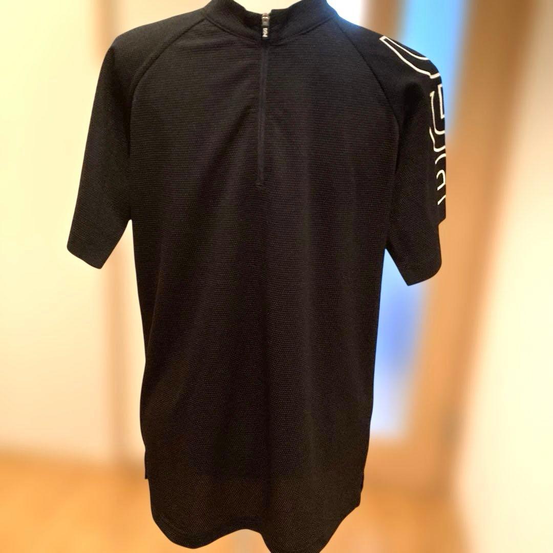 ＊PGG (パーリーゲイツ)メンズ　半袖ハーフジップ　半袖シャツ ブラック