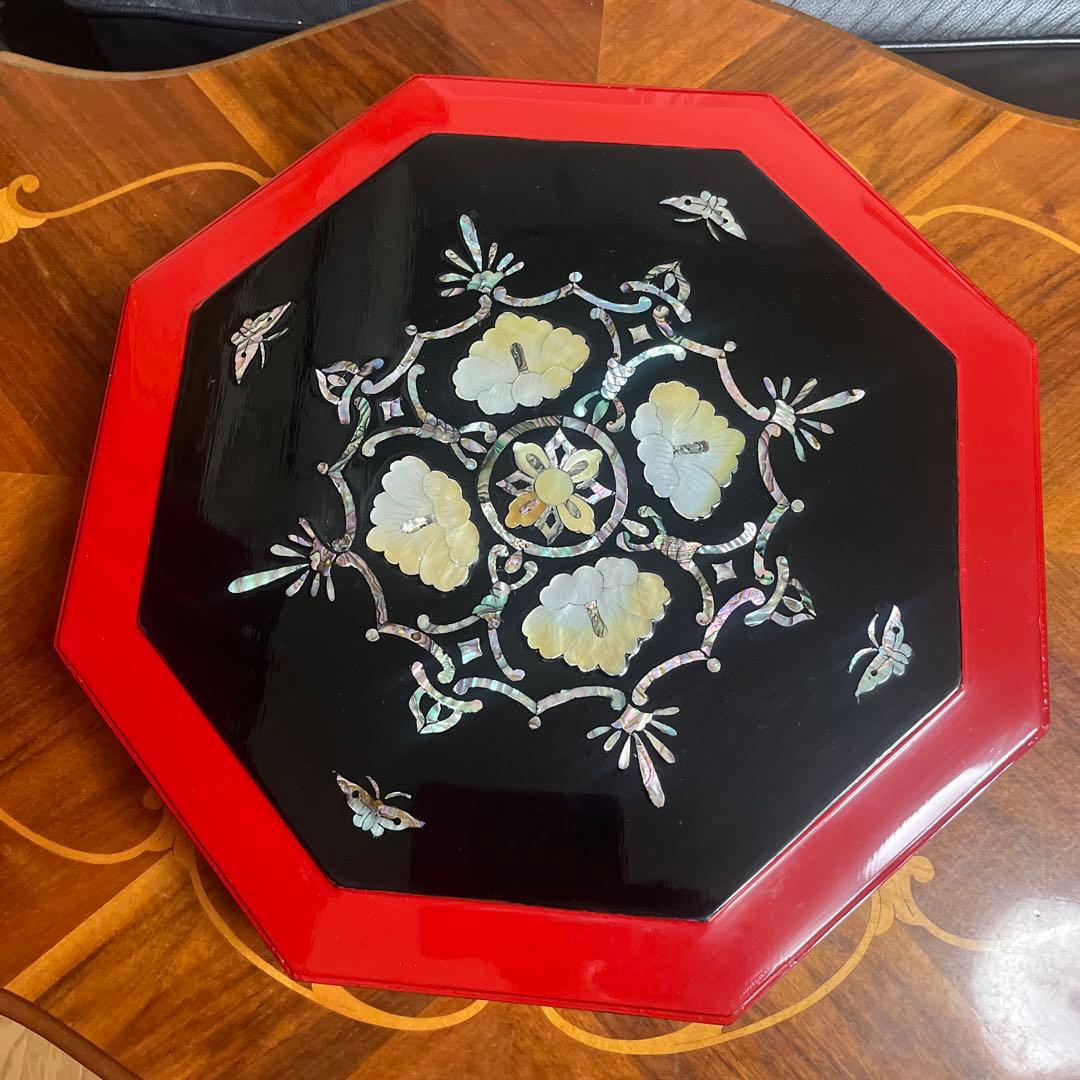 韓国 九節板 クジョルパン 八角形 祝い膳 高級漆器 螺鈿模様 未使用品