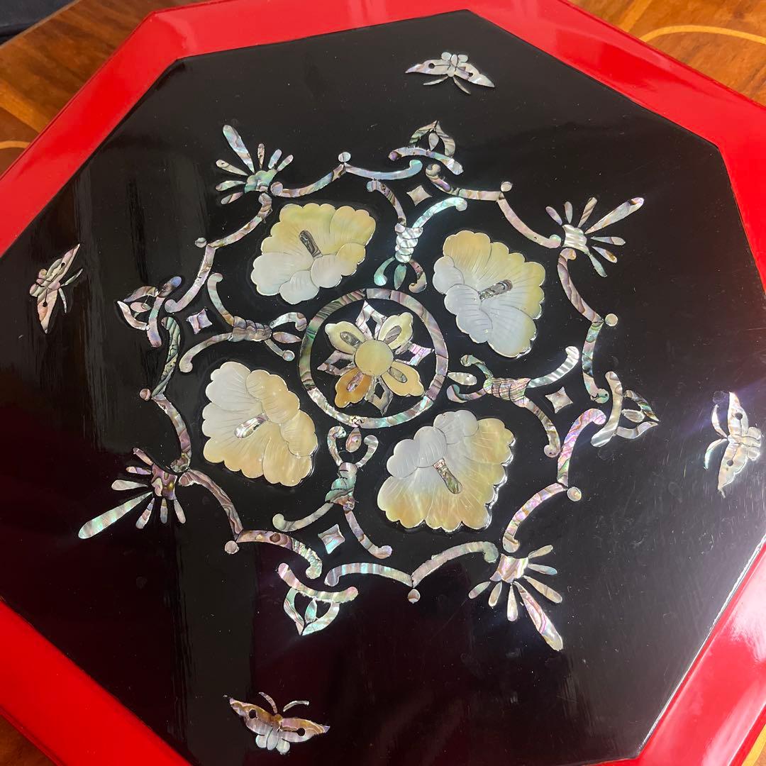 韓国 九節板 クジョルパン 八角形 祝い膳 高級漆器 螺鈿模様 未使用品