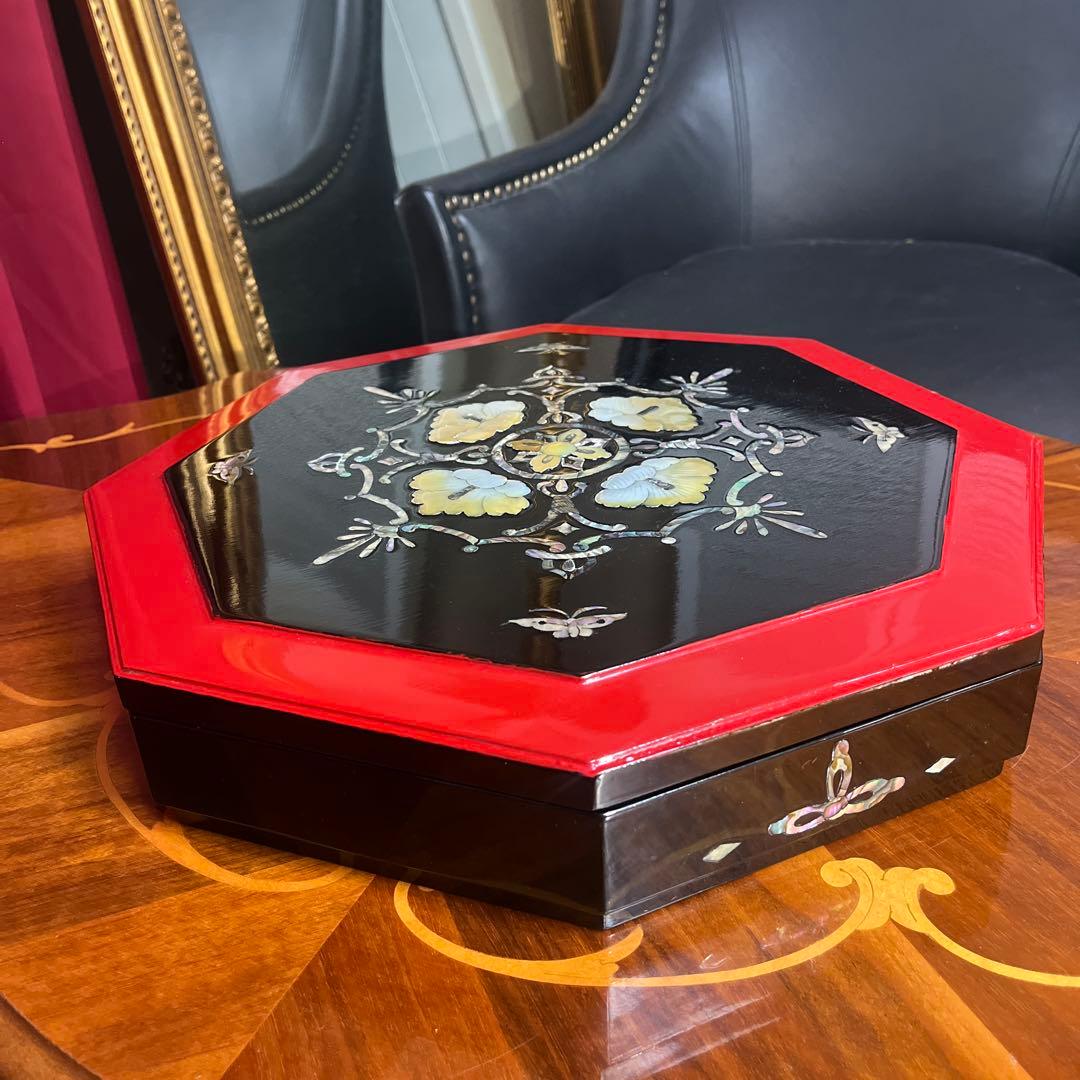 韓国 九節板 クジョルパン 八角形 祝い膳 高級漆器 螺鈿模様 未使用品