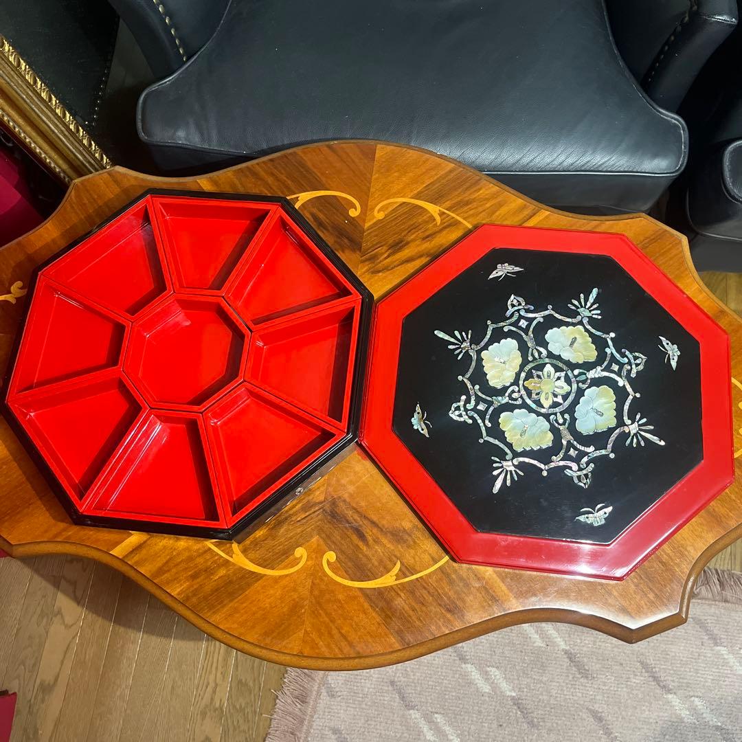 韓国 九節板 クジョルパン 八角形 祝い膳 高級漆器 螺鈿模様 未使用品