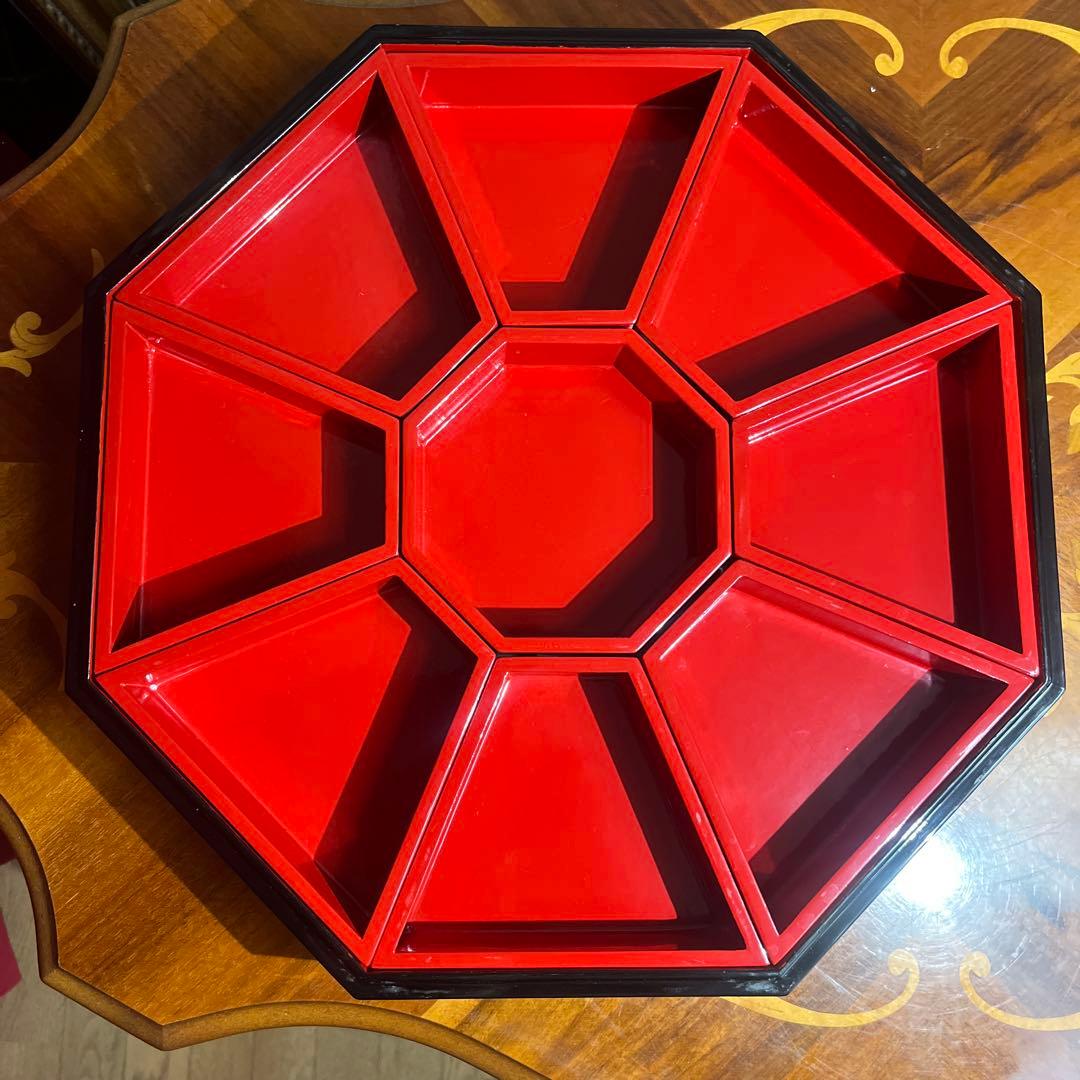 韓国 九節板 クジョルパン 八角形 祝い膳 高級漆器 螺鈿模様 未使用品